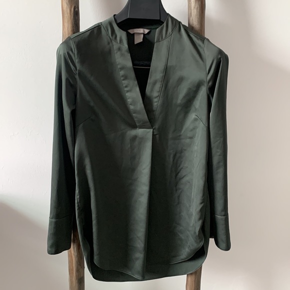 H&M Dark Green Festive Classy Blouse / Size XXS - Picture 4 of 13